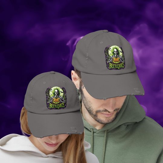 Beetlejuice Distressed Hat |  Cotton Twill Cap | Adjustable Low Profile D-Ring Closure