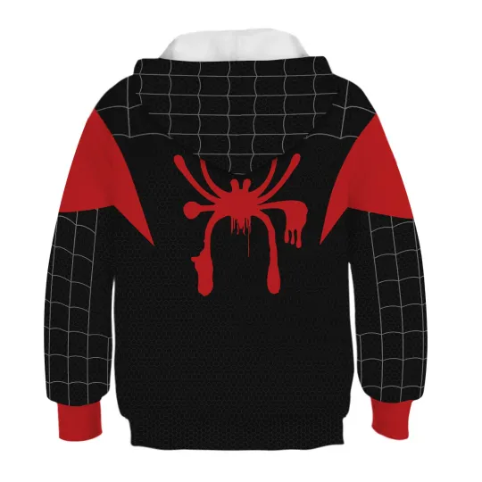 Kids Spider-Man Into the Spider-Verse Hoodie Miles Morales Cosplay Pullover Tops