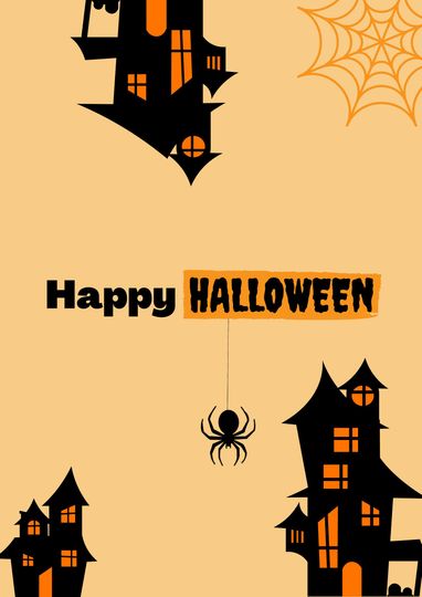 Halloween Poster | Orange Haunted House | DIGITAL Download