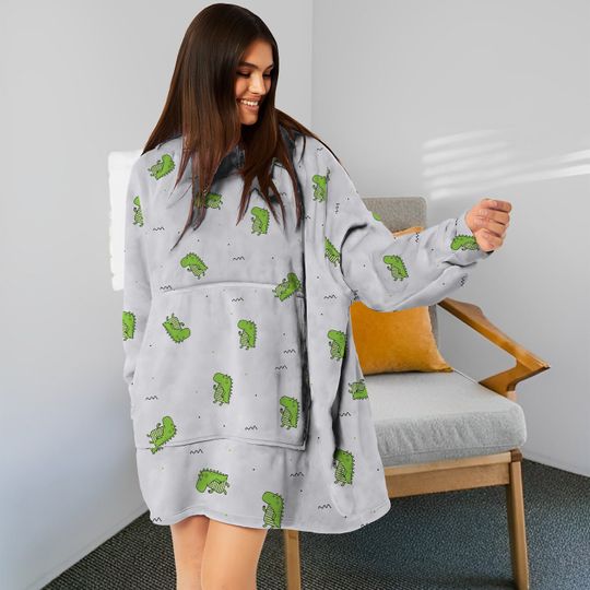 Crocodile Blanket Hoodie, Crocodile Pattern Hooded Blanket, Oversized Blanket Hoodie 3D