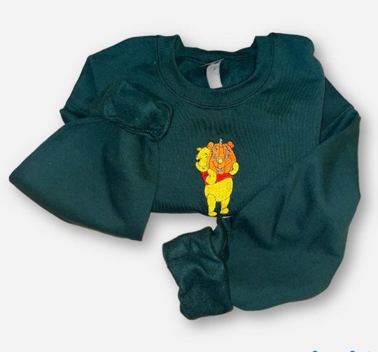 Fall Winnie the Pooh Embroidered Sweatshirt - Embroidered Crewneck