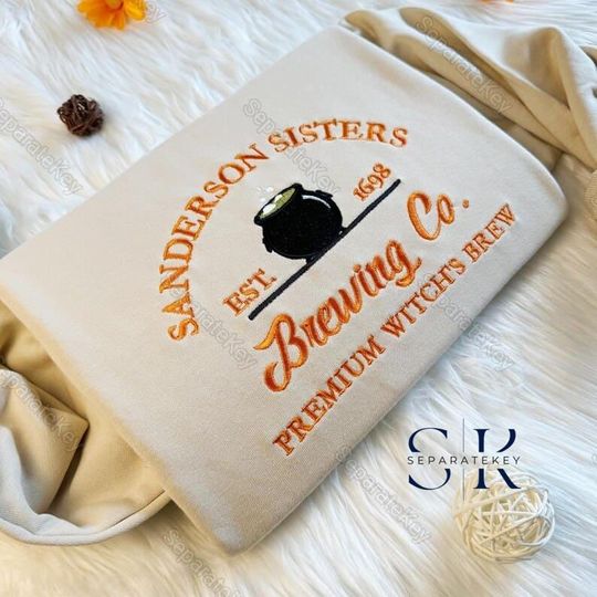Halloween Sanderson Sisters Sweatshirt, Brewing Co Embroidered Sweatshirt