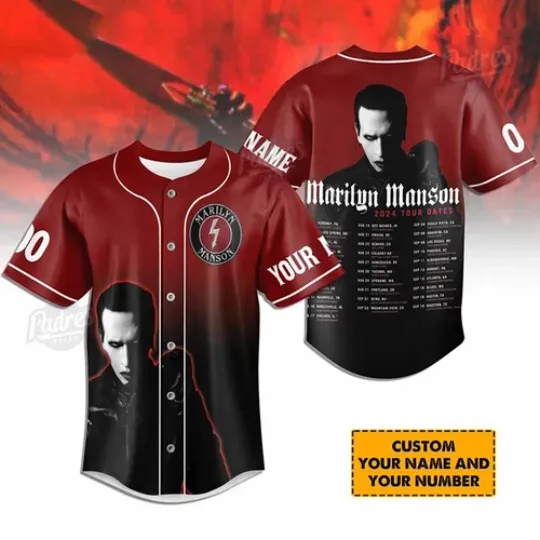 Personalized Marilyn Manson 2024 Tour Dates Baseball Jersey Shirt