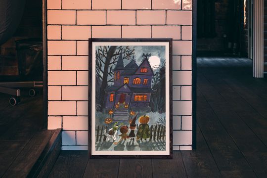 Haunted House Poster, Halloween prints