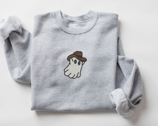 Embroidered Western Ghost Sweatshirt | Western Ghost Embroidery Crewneck