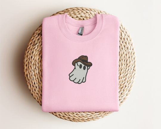 Embroidered Western Ghost Sweatshirt | Western Ghost Embroidery Crewneck