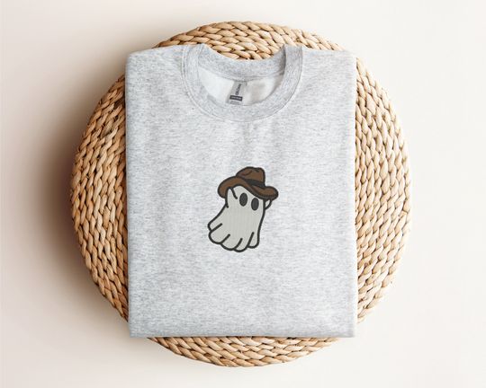 Embroidered Western Ghost Sweatshirt | Western Ghost Embroidery Crewneck