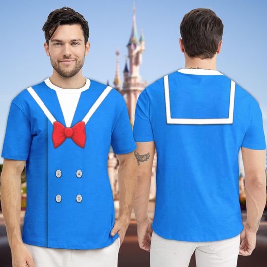 Donald Duck Unisex Shirt, Animated Duck Blue Suit 3D Costume Cosplay T-Shirt