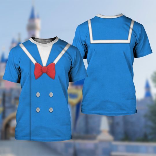 Donald Duck Unisex Shirt, Animated Duck Blue Suit 3D Costume Cosplay T-Shirt