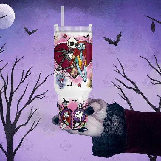 Horror Movie 40oz Tumbler Sublimation Design, Halloween Nightmare 40 oz Tumbler With Handle Template