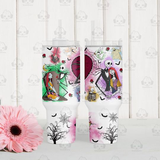 Horror Movie 40oz Tumbler Sublimation Design, Halloween Nightmare 40 oz Tumbler With Handle Template