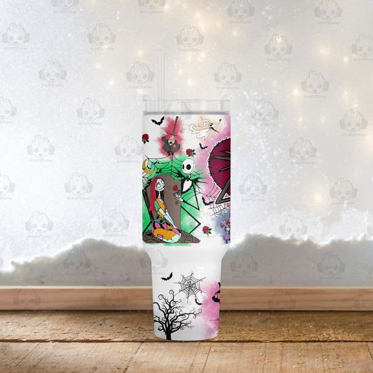 Horror Movie 40oz Tumbler Sublimation Design, Halloween Nightmare 40 oz Tumbler With Handle Template