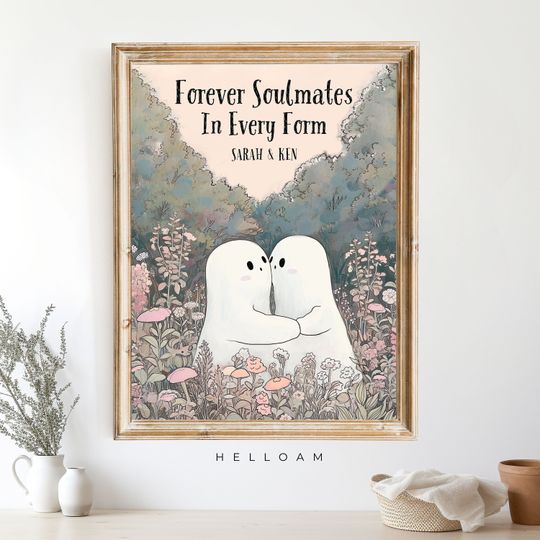 Cute ghost Poster Horror Spooky Cute Wall Art Halloween Poster