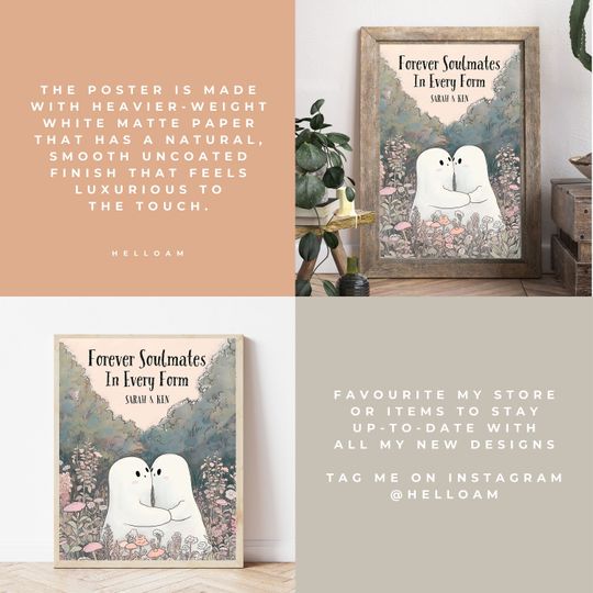 Cute ghost Poster Horror Spooky Cute Wall Art Halloween Poster