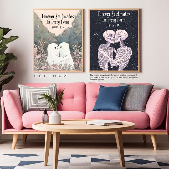 Cute ghost Poster Horror Spooky Cute Wall Art Halloween Poster