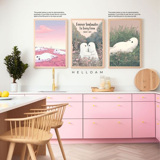 Cute ghost Poster Horror Spooky Cute Wall Art Halloween Poster