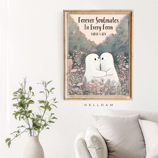 Cute ghost Poster Horror Spooky Cute Wall Art Halloween Poster