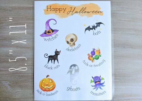 Halloween Poster Digital Download. Halloween Terms Chart for School