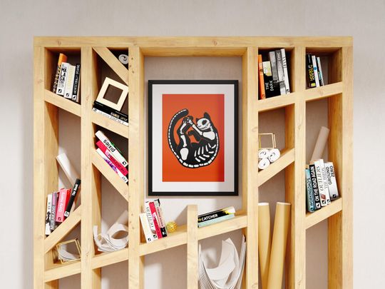 Halloween Cat Poster | Skeleton Cat Print | Whimsical Halloween Decor