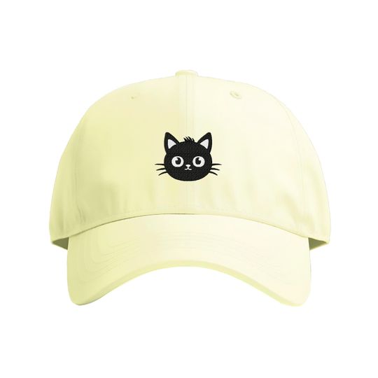 Cute Black Cat Embroidered 100% Cotton Cap | UK Embroidered
