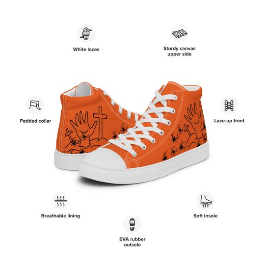 Graveyard Mens High Top Canvas Shoes l Halloween