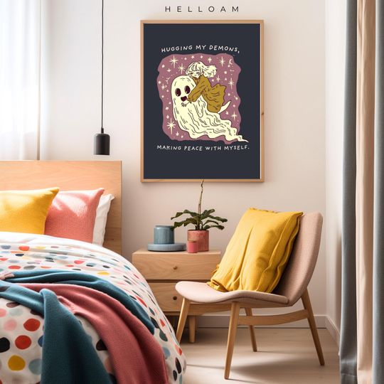 Ghosts Art Print, Cute ghost, ghost Halloween, halloween wall art, self-affirmation