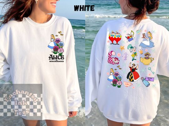 Alice in Wonderland Doodles Unisex Sweatshirt, Vintage Disney t-shirt