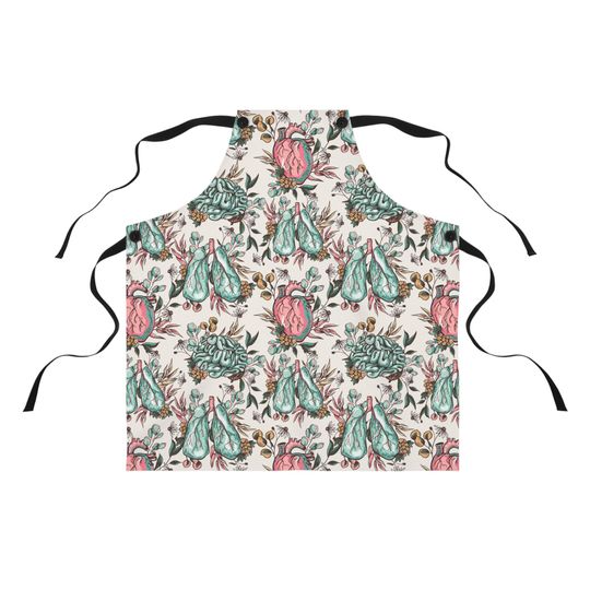 Floral Organs Brain, Heart, Lungs Boho Design Apron
