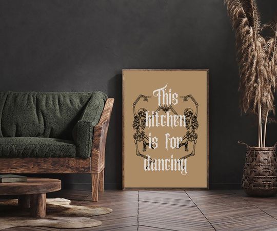 dancing skeletons print | funny halloween decor | spooky wall art