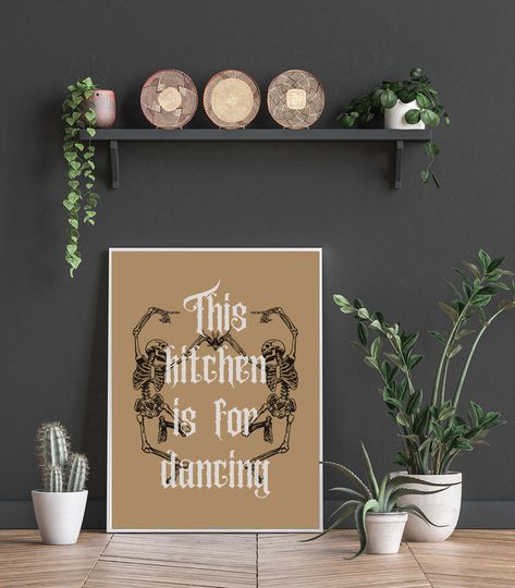 dancing skeletons print | funny halloween decor | spooky wall art