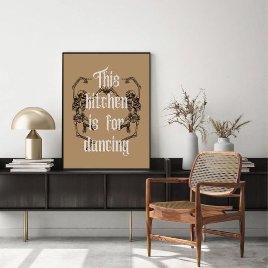dancing skeletons print | funny halloween decor | spooky wall art