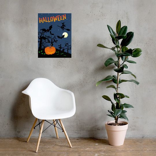 Spooky Halloween Graveyard Poster  - Twisted Trees