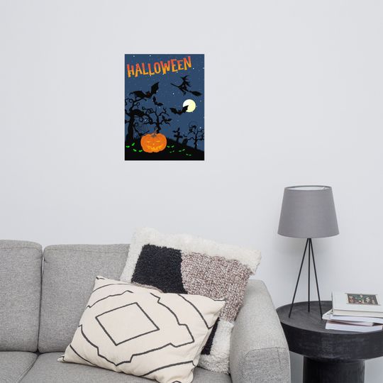 Spooky Halloween Graveyard Poster  - Twisted Trees