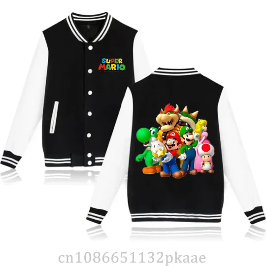 Super Mario Kids Baseball Jacket,  Anime Cartoon Baseball Jacket