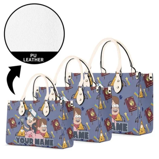 Personalized Gravity Falls Luxury Women PU Leather Handbag, Cartoon Gift, Great