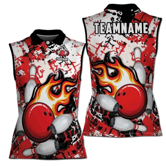 Personalized Bowling Passion Bowling Strike Women Sleeveless Polo