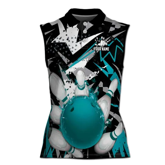 Personalized Bowling Strike Bowling Pin Women Sleeveless Polo