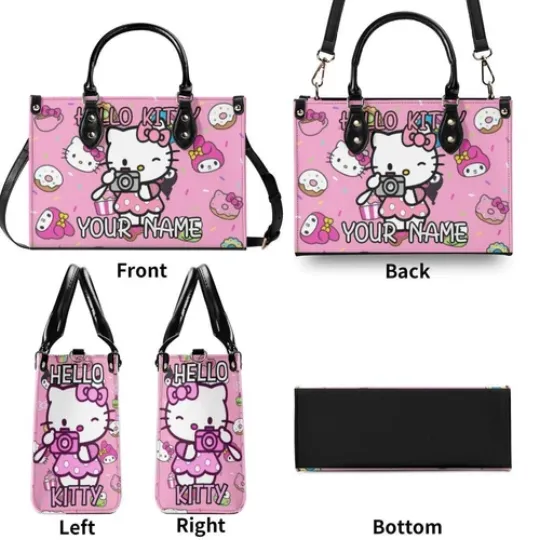 Personalized Hello Kitty Luxury Women PU Leather Handbag, Natural Material