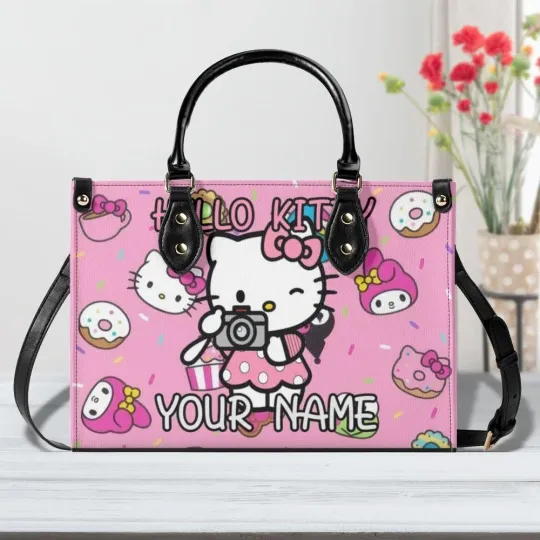 Personalized Hello Kitty Luxury Women PU Leather Handbag, Natural Material