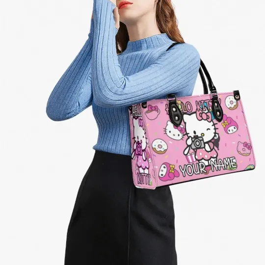 Personalized Hello Kitty Luxury Women PU Leather Handbag, Natural Material
