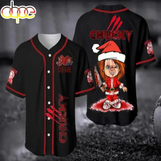Personalized Name Halloween Chucky Christmas Baseball Jersey