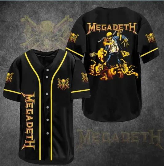 Men Megadeth Band Baseball Jersey