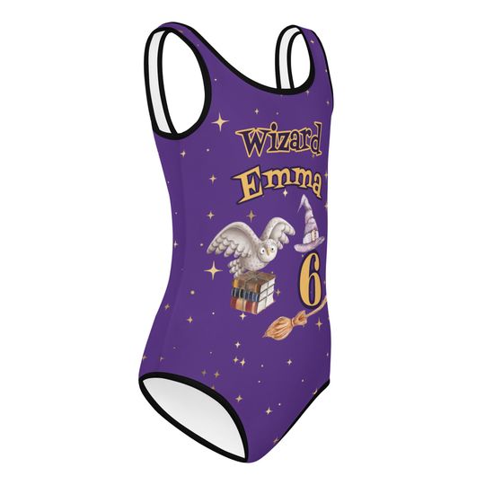 Wizard swimsuit, Personalized birthday girls swimsuit, Owl, bday, gift for her, Magic wizard birthday party Youth Swimsuit