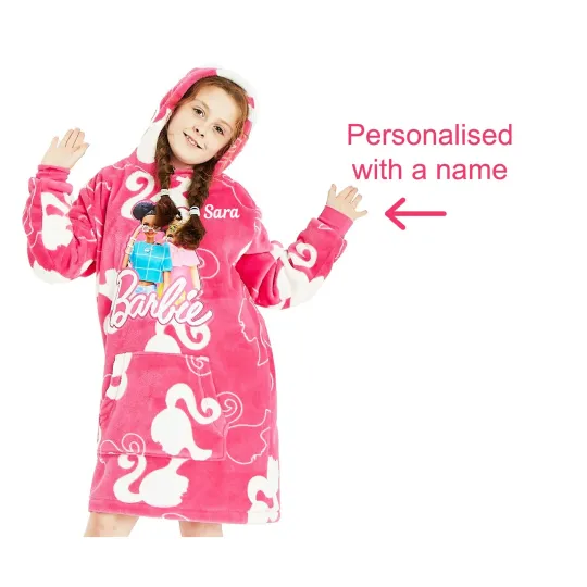 Girls Barbie Personalised Hoodie Oversized Soft Blanket Hoodie