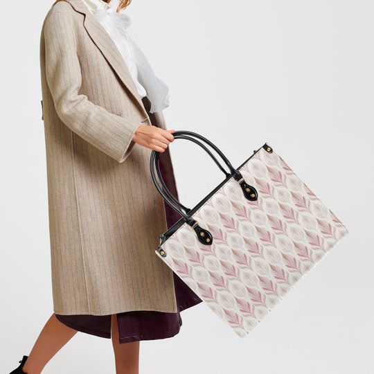 Boho Dusty Pink and Cream Tote Bag/Women's Tote Bag/Zippered Tote/Boho Shoulder Bag