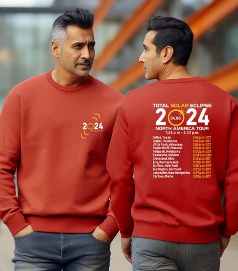 Solar Eclipse 2024 Sweatshirt , Celestial Sweatshirt , Double-Sided Sweatshirt , Gift for Eclipse Lover , April 8th 2024 Sweatshirt ,Eclipse