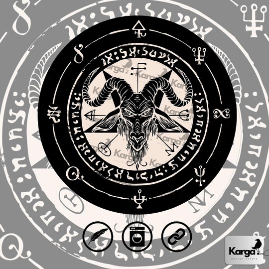 Evil Goat Round Rug, Magic Circle Mat, Satan Ritual Carpet, Witchy Gothic Decor, Star of David Pentacle Rug, Black and White Rug, Devil Rug