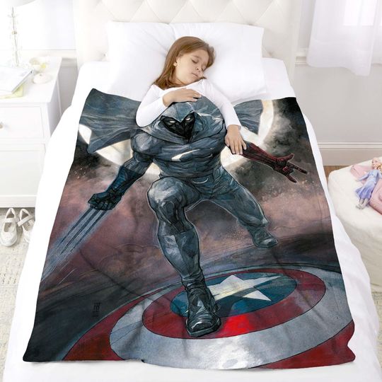 Halloween Blanket Gift Blanket Moon Knight Custom Name Blanket Throw Flannel Blanket Personalized Birthday Gift.