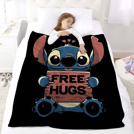 Halloween Blanket Gift Blanket Lolo and Stitch Custom Name Blanket Throw Flannel Blanket Personalized Birthday Gift.