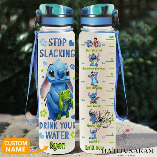Stitch Water Bottle, Stitch 32Oz Water Bottle, Personalized Stitch Kids Bottle, Stitch Drink Bottle, Gift For Her, Girls Water Bottle